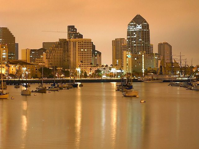 photo of San Diego harbor in the evening for car shipping